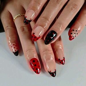 Red and Black Polka Dot Nail Art